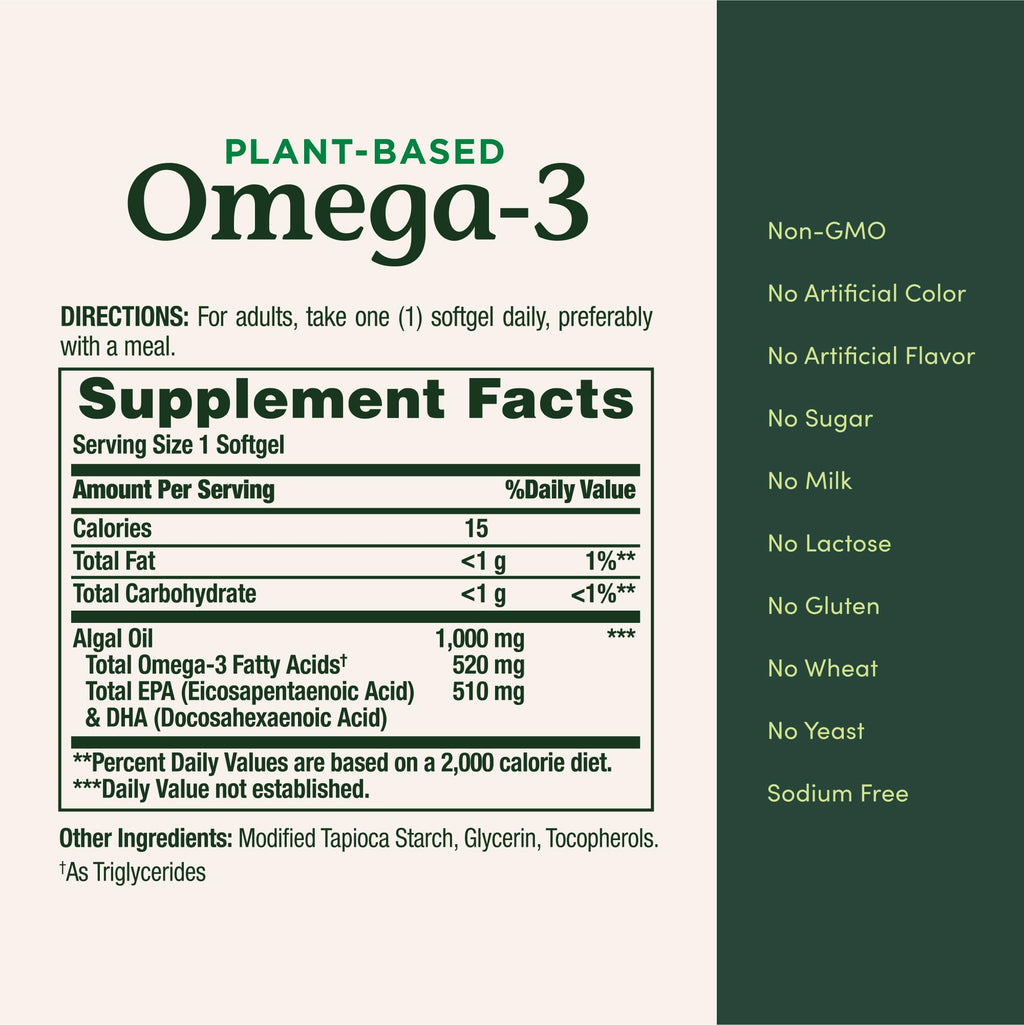 Plant-Based Omega 3 Fatty Acid Supplement 30 Ct P822