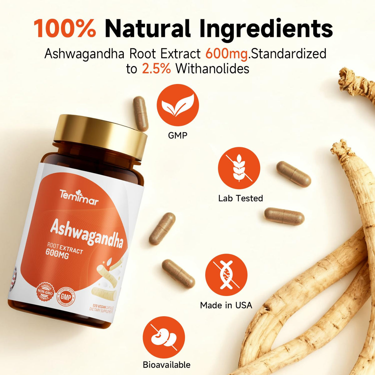 Ashwagandha Root Extract 600mg 120 Capsules Z790