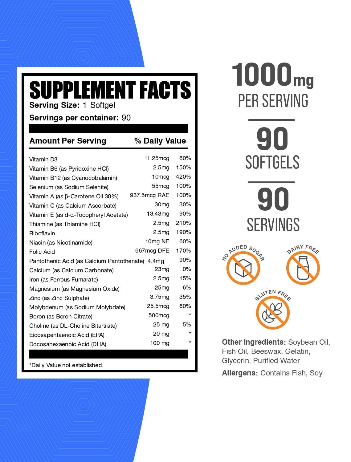 Multivitamin Softgels Gluten Free 90 Count L1619