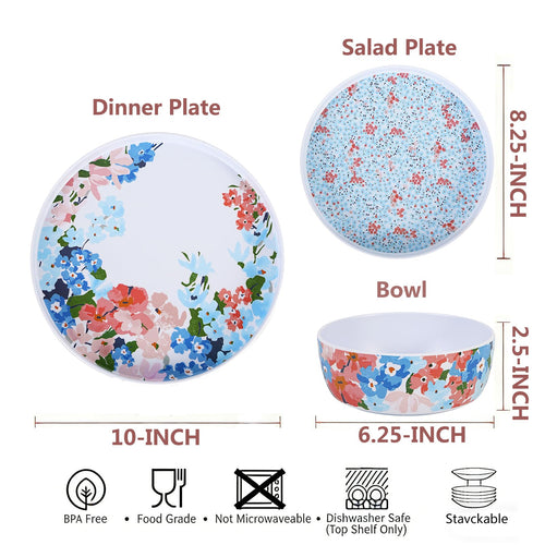 12 Pcs Melamine Dinnerware Set for 4 T89365