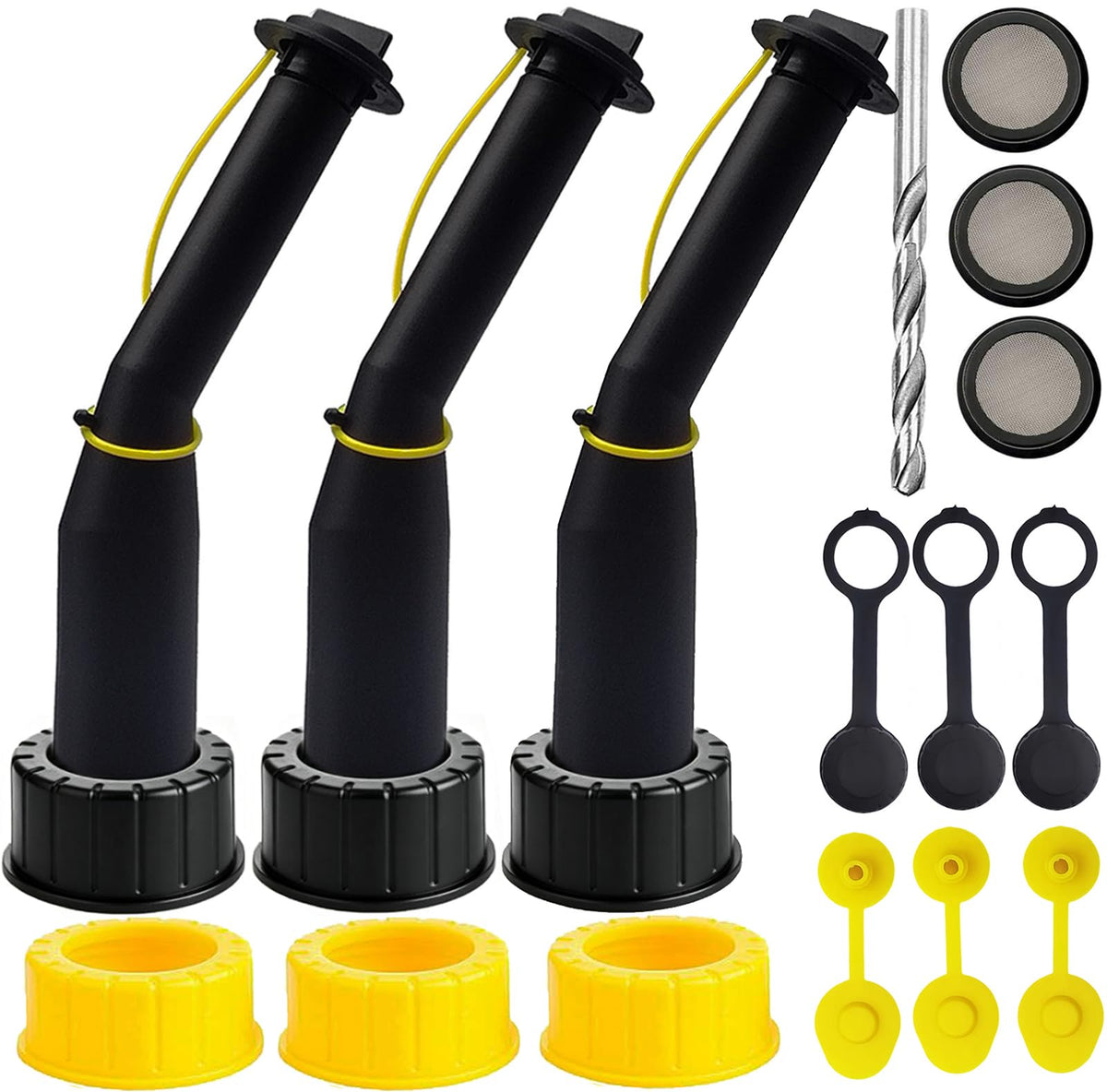 Gas Can Spout Replacement Kit with Gaskets Vent Cap Black 3 Kit A932417