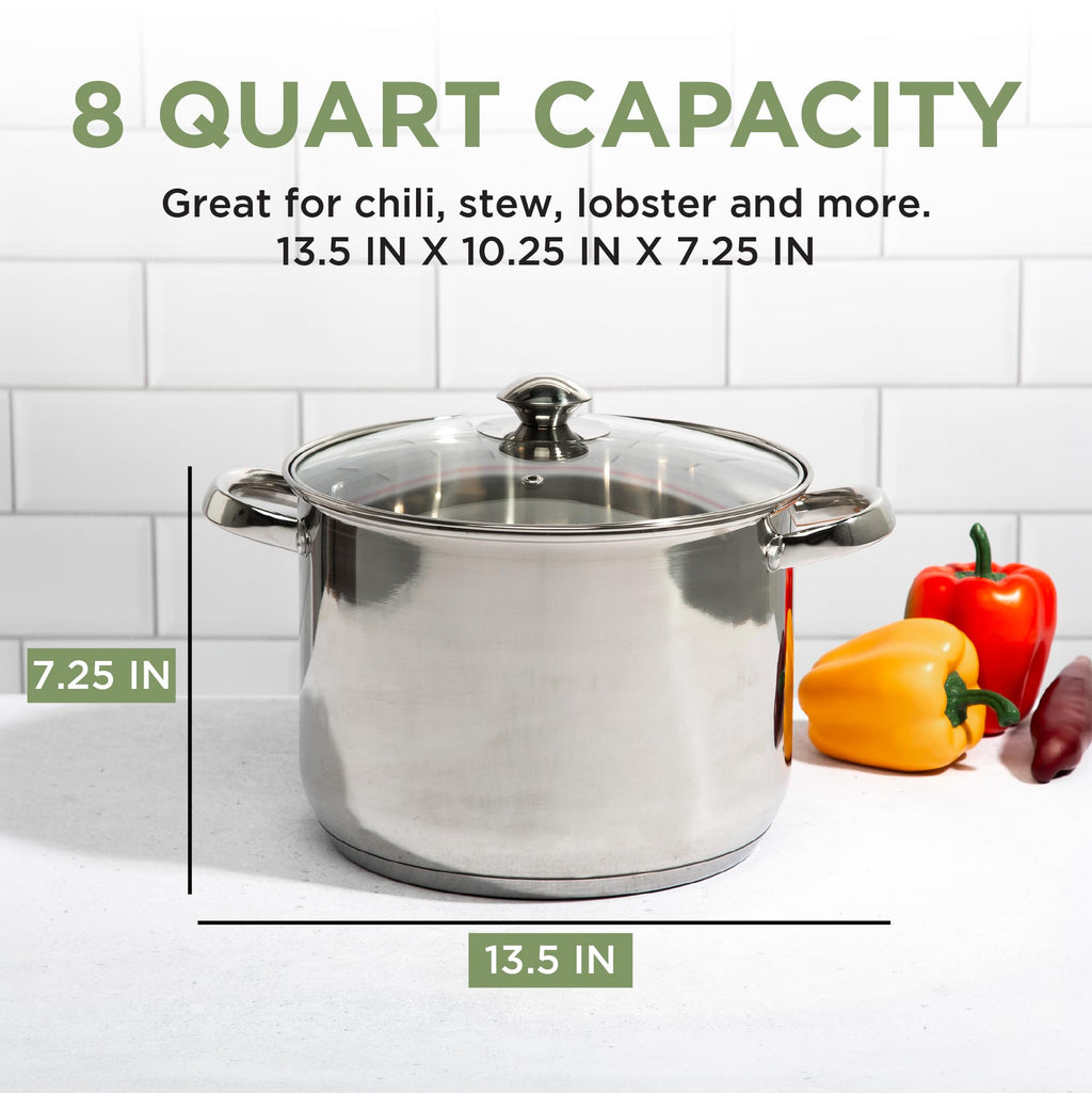 Stainless Steel 8-Quart Stock Pot with Glass Lid Z775658