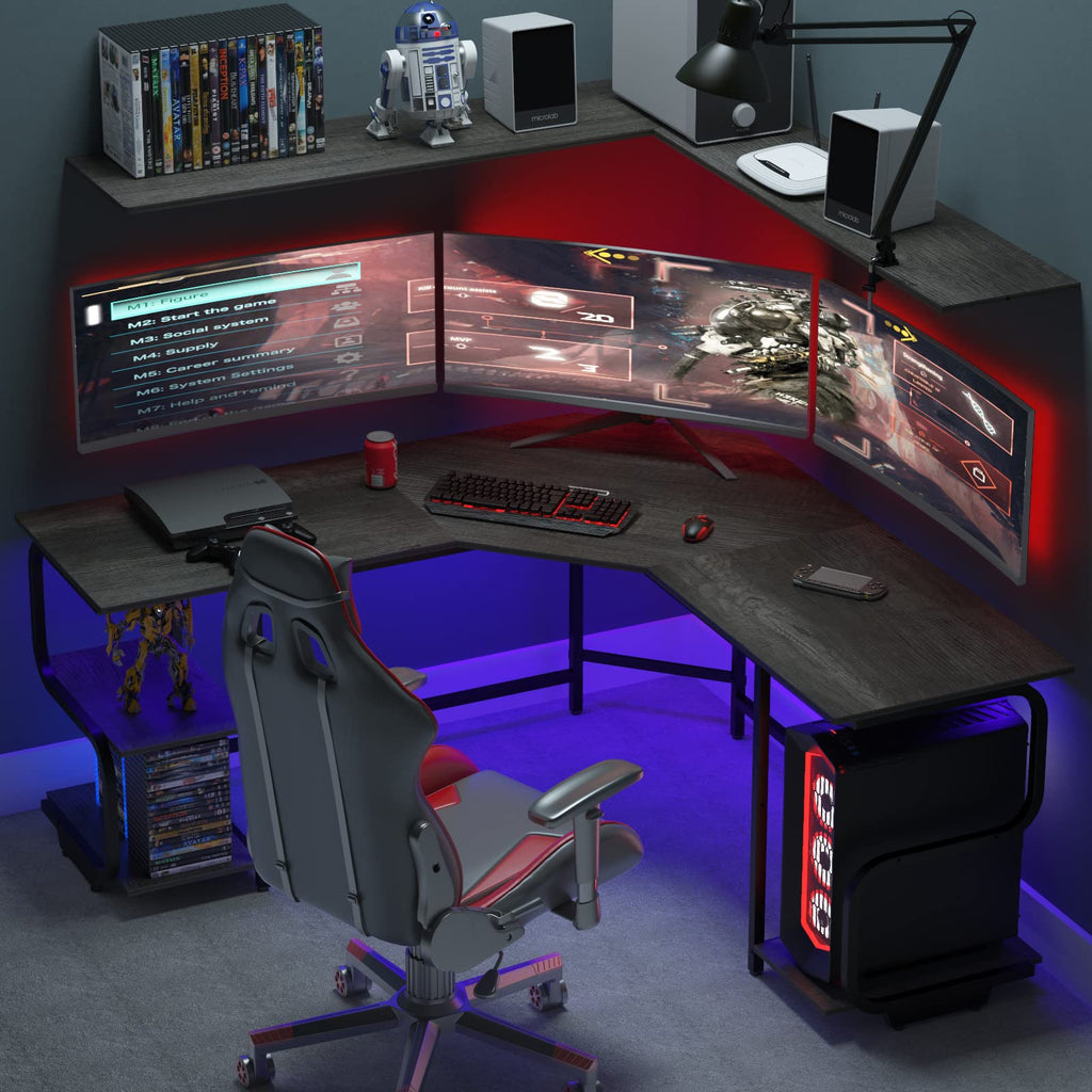 L Shaped Desk with Shelves B9690