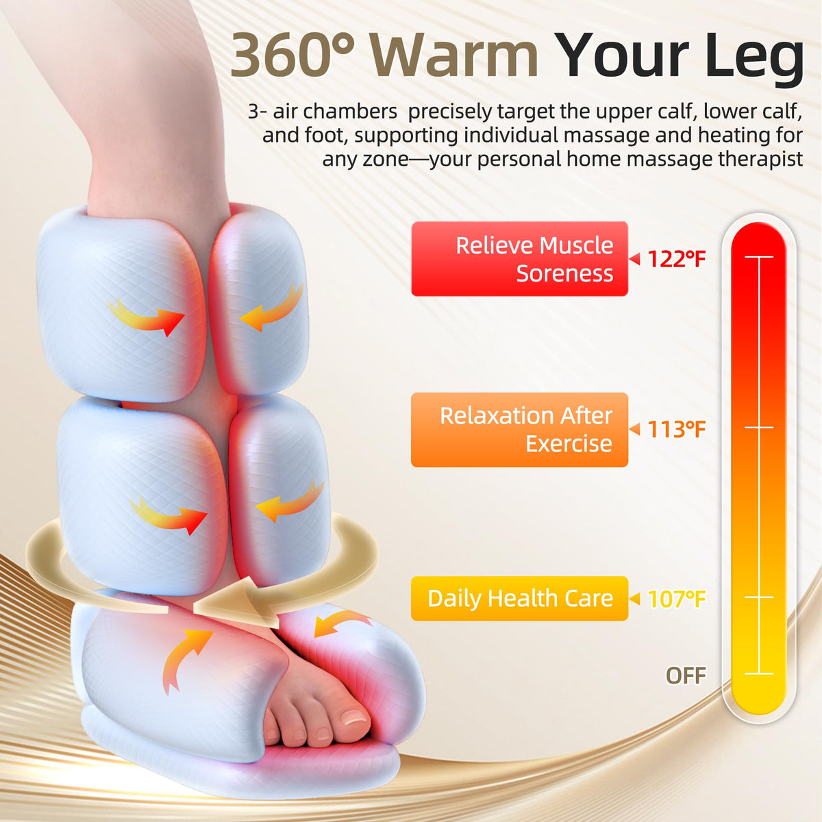 Leg Compression Massager with Heat, Foot & Calf Massager Boots W212563