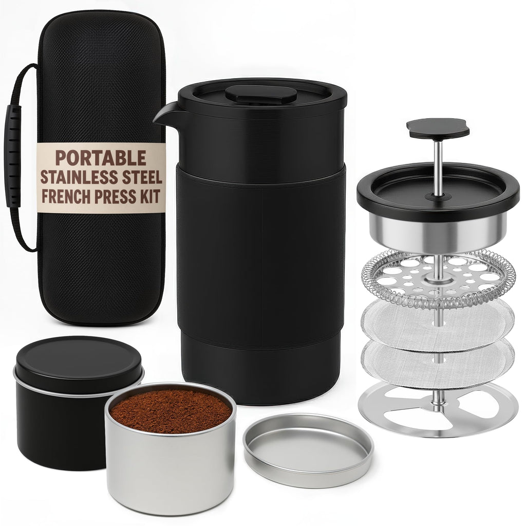 12 oz Double Wall Insulated Travel French Press Coffee Maker Set F834