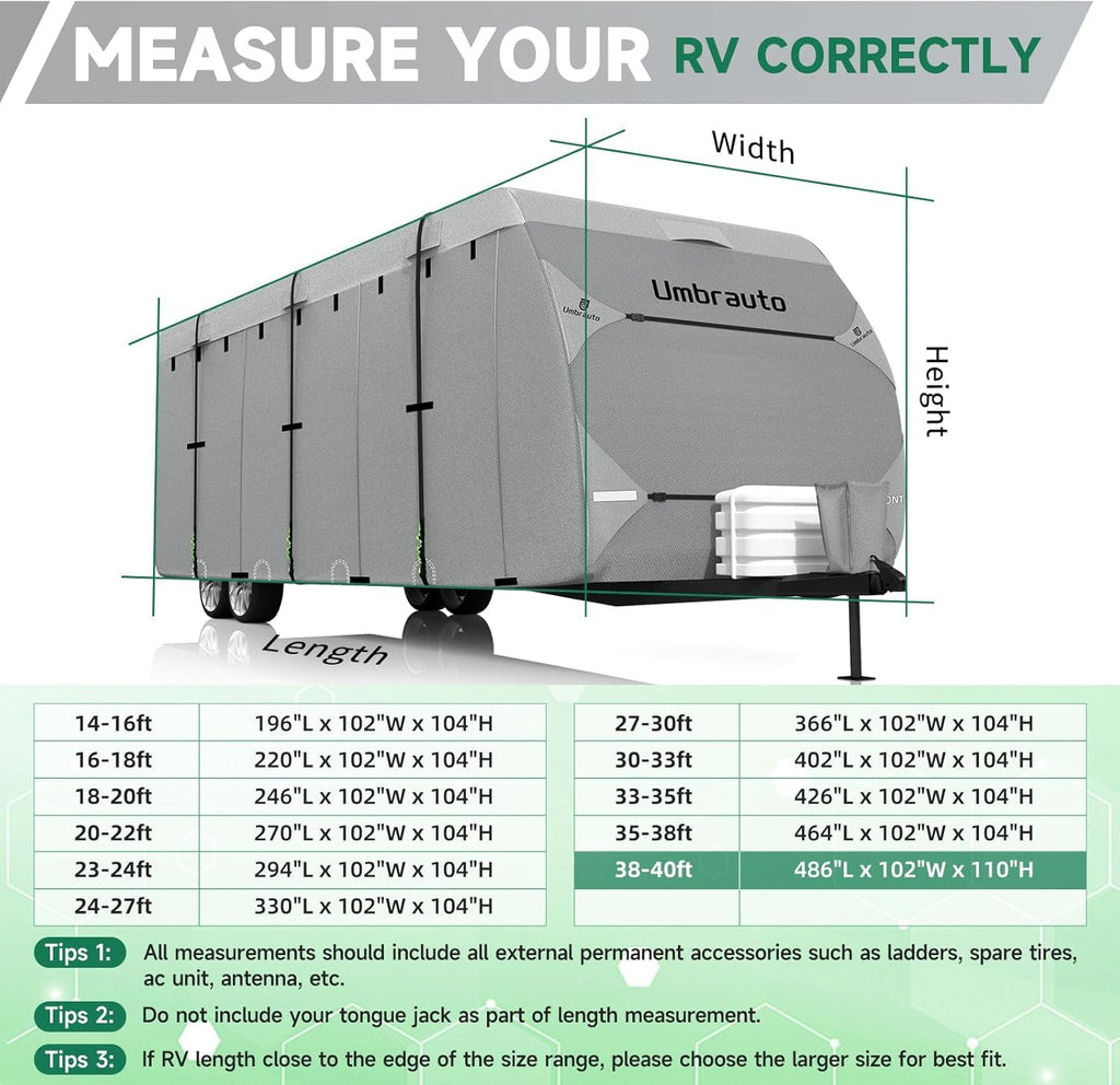 Lightweight Waterproof RV Cover Fits 24-27ft Travel Trailer R8873