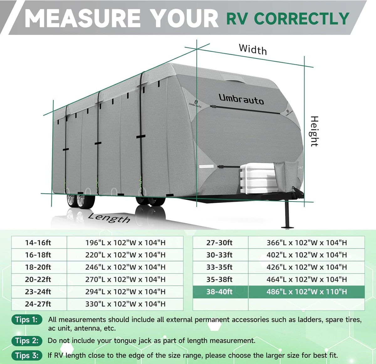 Lightweight Waterproof RV Cover Fits 24-27ft Travel Trailer R8873