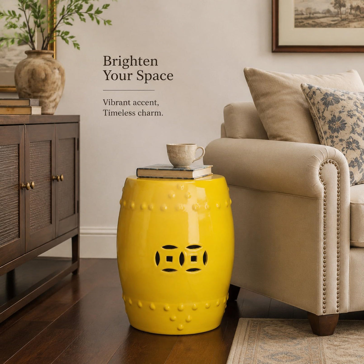 Hollow-Carved Ceramic Garden Stool Z821857