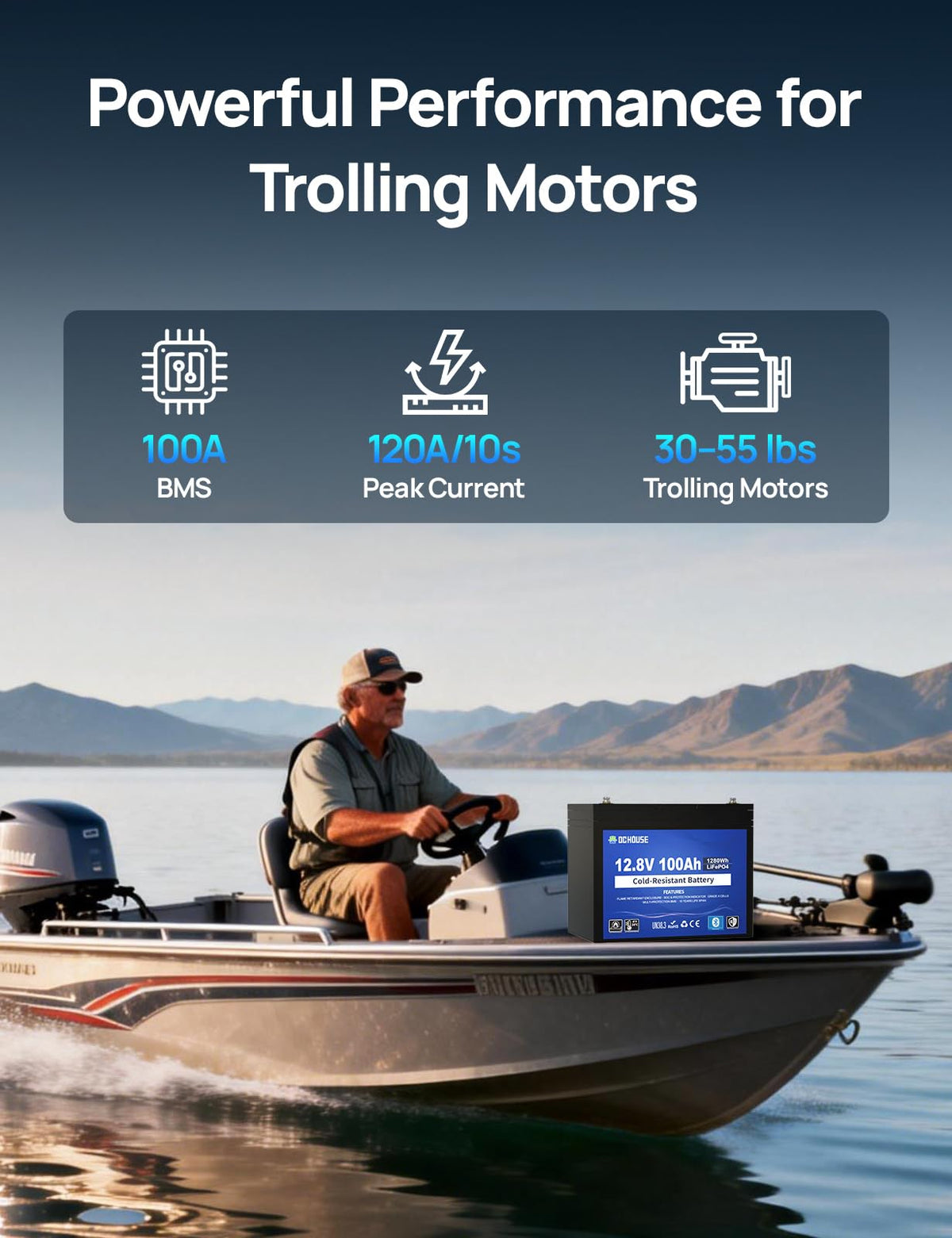 12V 100AH Cold-Resistant Lithium Trolling Motor Battery V787814