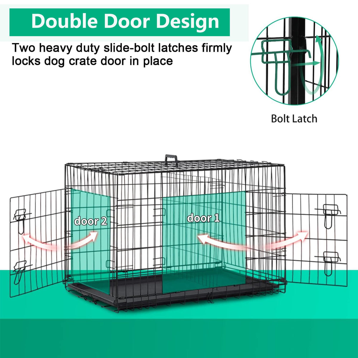 42 inch Folding Metal Wire Dog Crate with Double Door A83543
