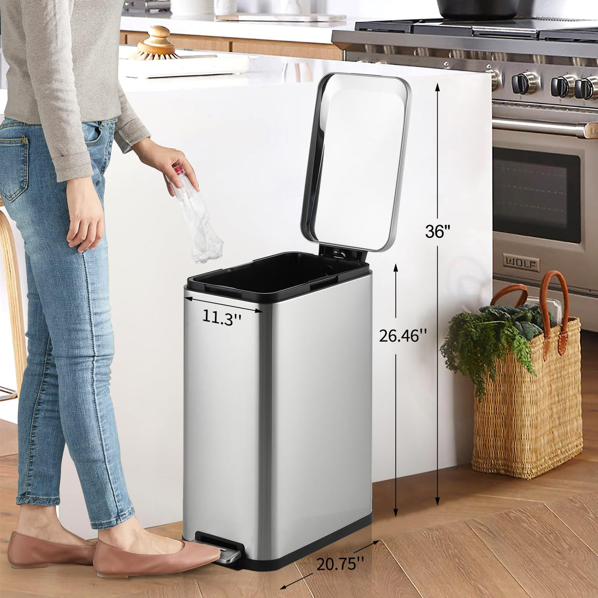 13.2 Gallon Stainless Steel Step Trash Can N71647