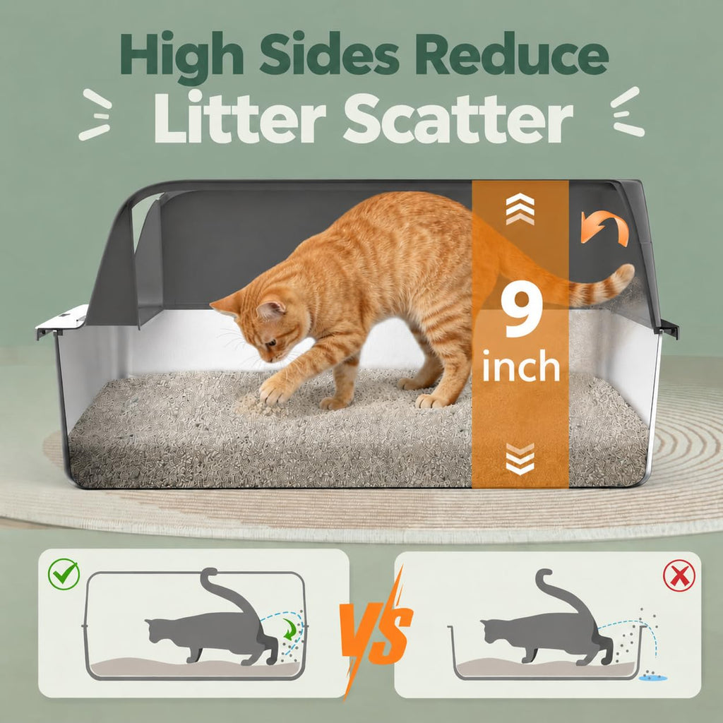Stainless Steel High Sided Litter Box with Lid A644276