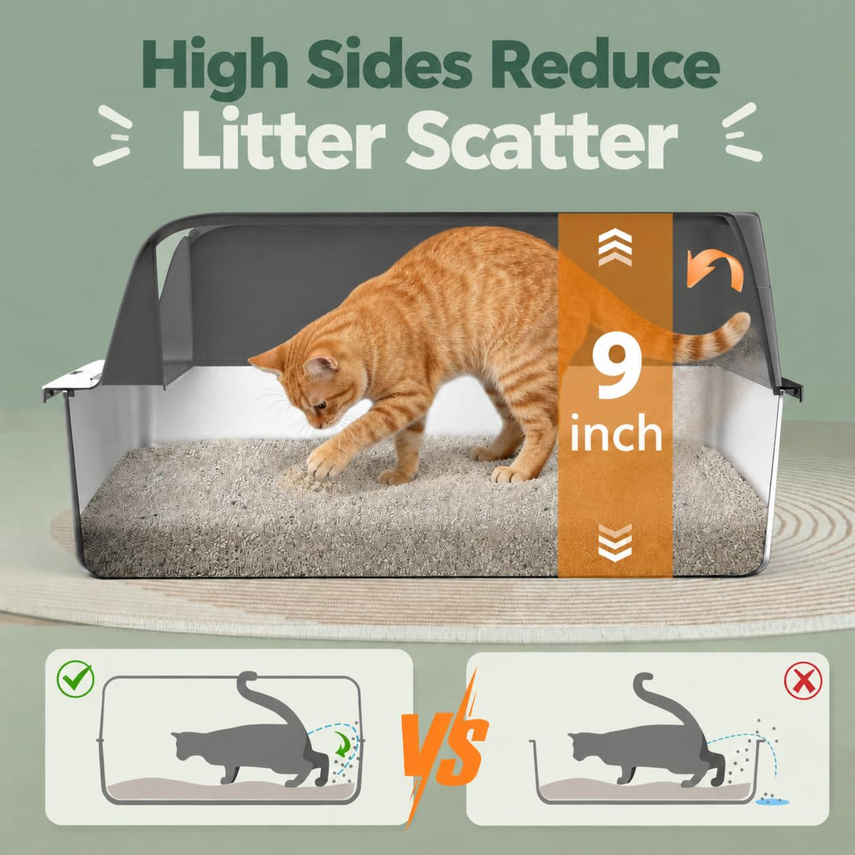 Stainless Steel High Sided Litter Box with Lid A644276