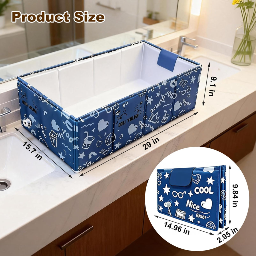 Foldable Dog Bathtub for Small to Medium Dogs & Cats, Blue W714