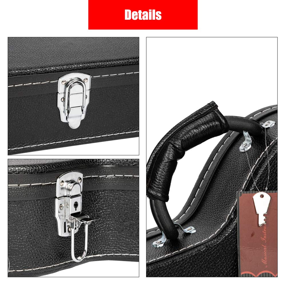 42-Inch Wooden Hard-Shell Electric Guitar Case with Lock Latch Padding M9224