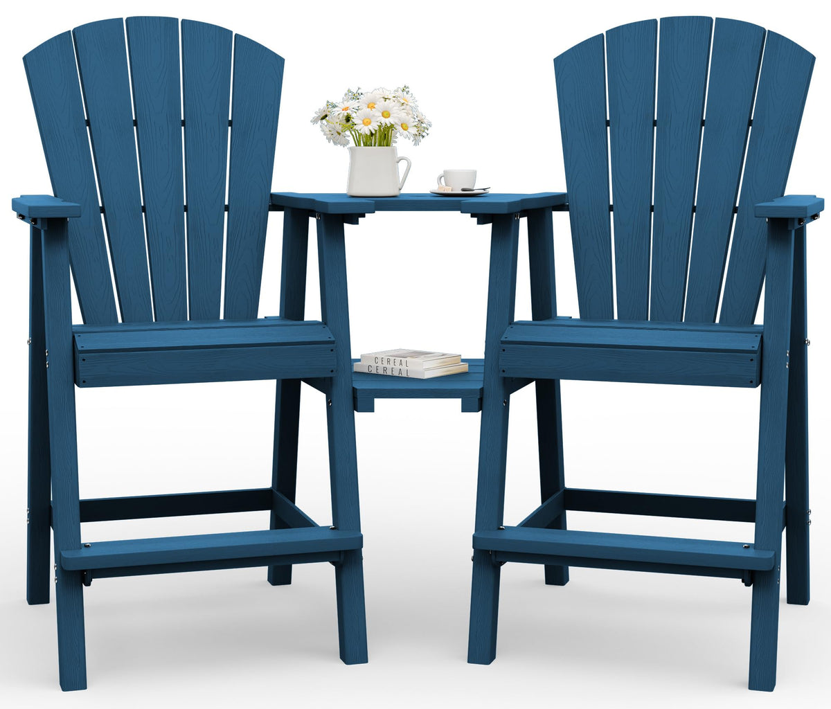 Navy Blue Adirondack Chairs Set of 2 with Table Trays F432