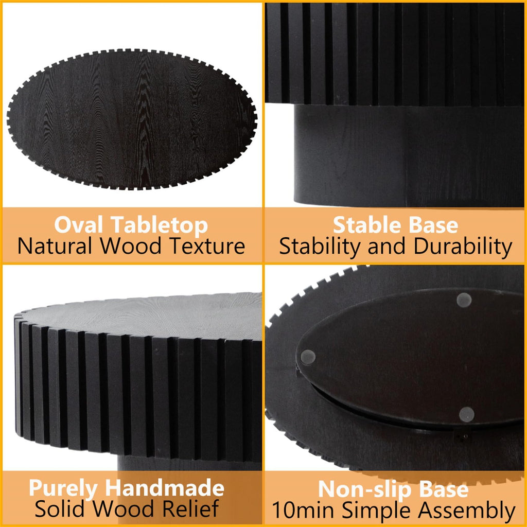 Black Modern Wood Oval Coffee Table G964