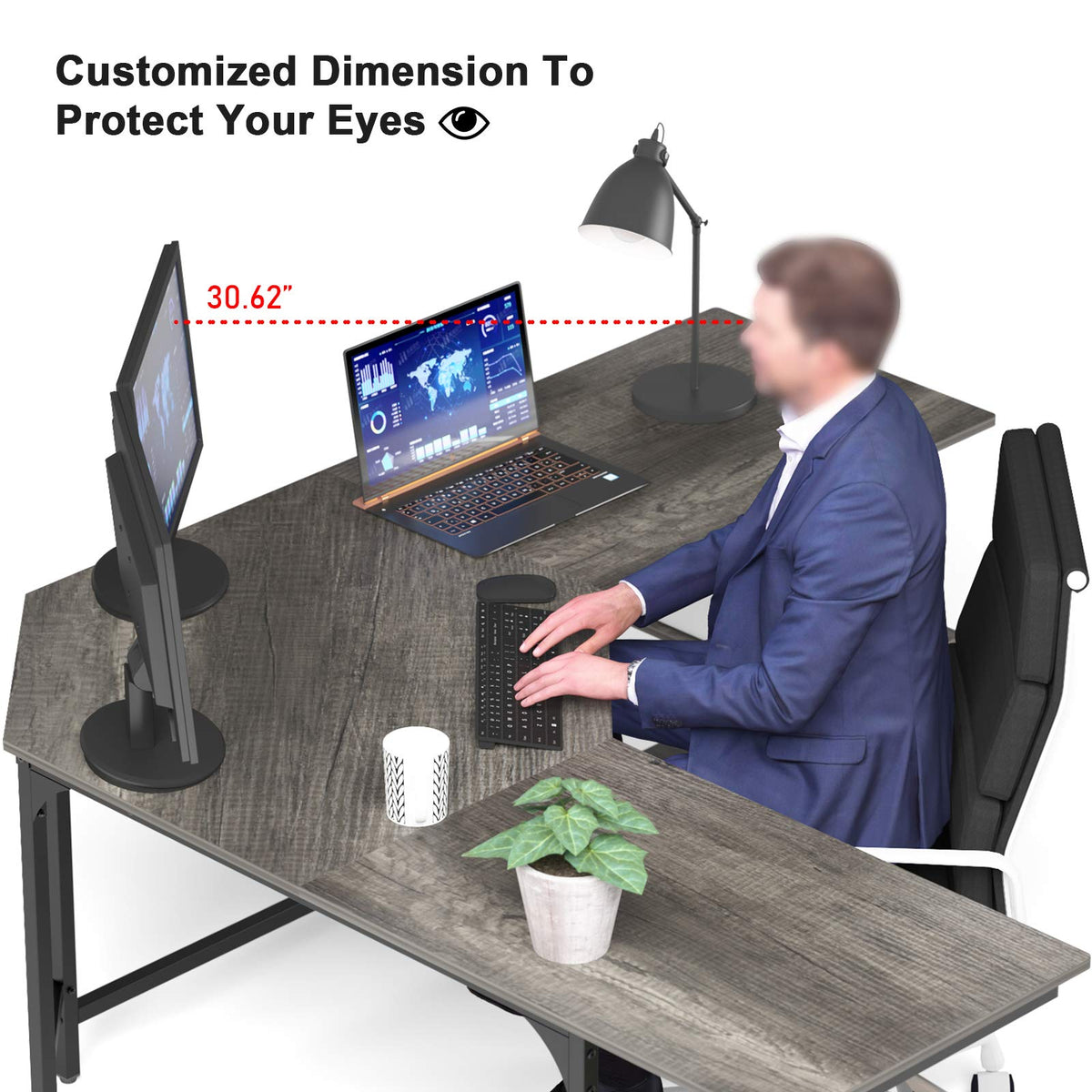 L Shaped Desk with Shelves B9690