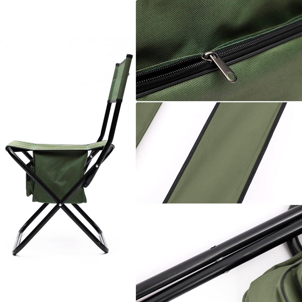 Folding Camping Chair with Storage Bag, 2 Pack, Green U6955