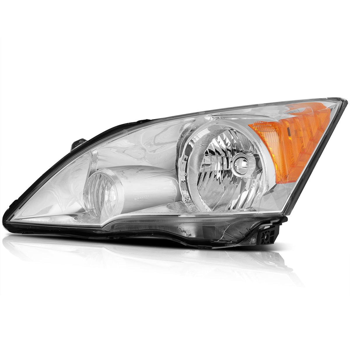 Headlight Assembly Chrome Housing Amber Reflector Clear Lens Driver and Passenger Side Pair U47462