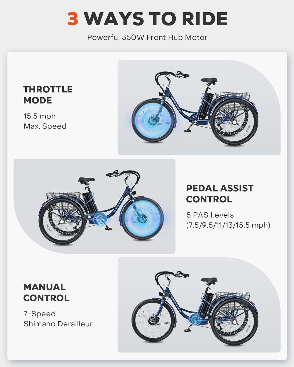 Electric Trike 7 Speed L241107