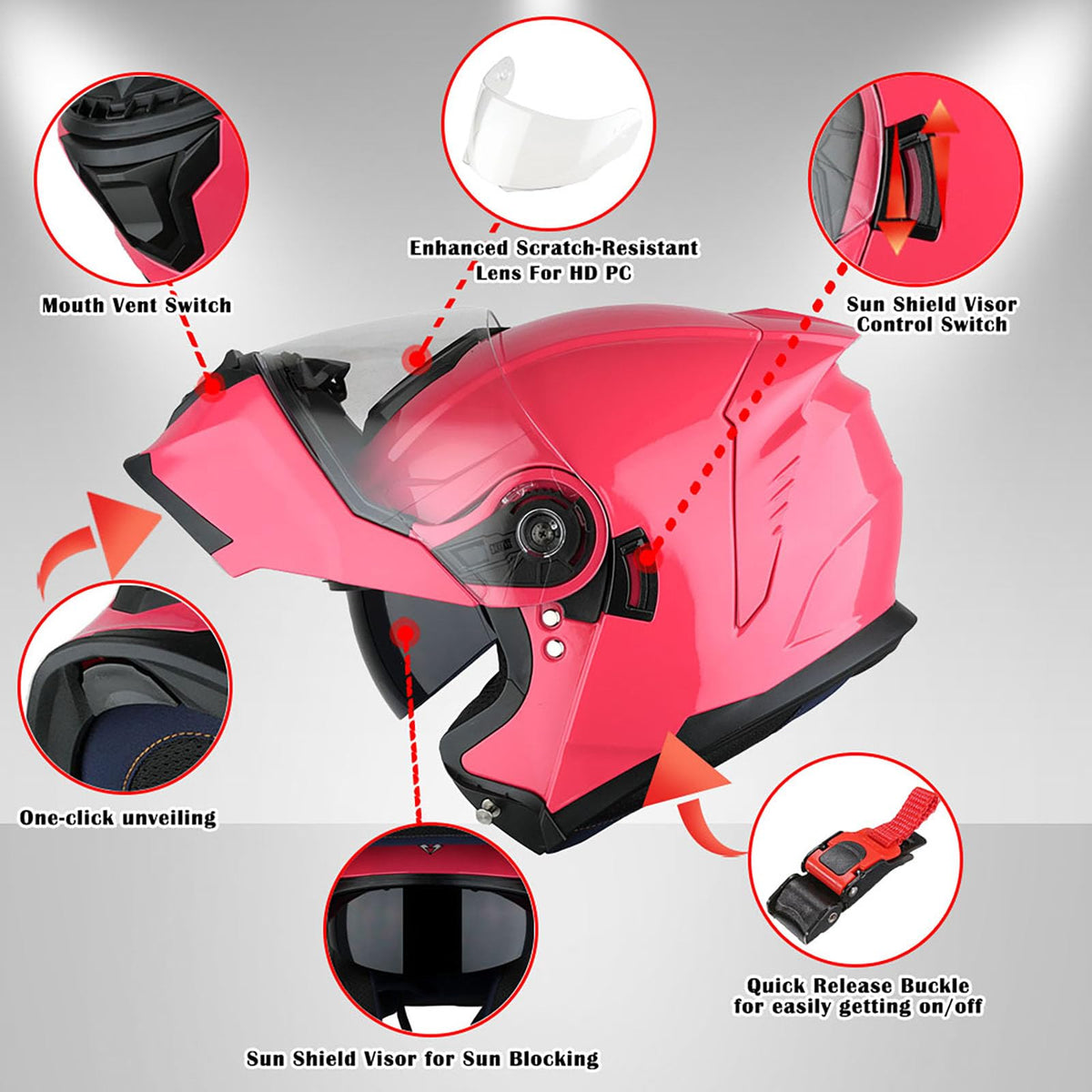 Modular Flip up Dual Visor Full Face Motorcycle Helmet A743