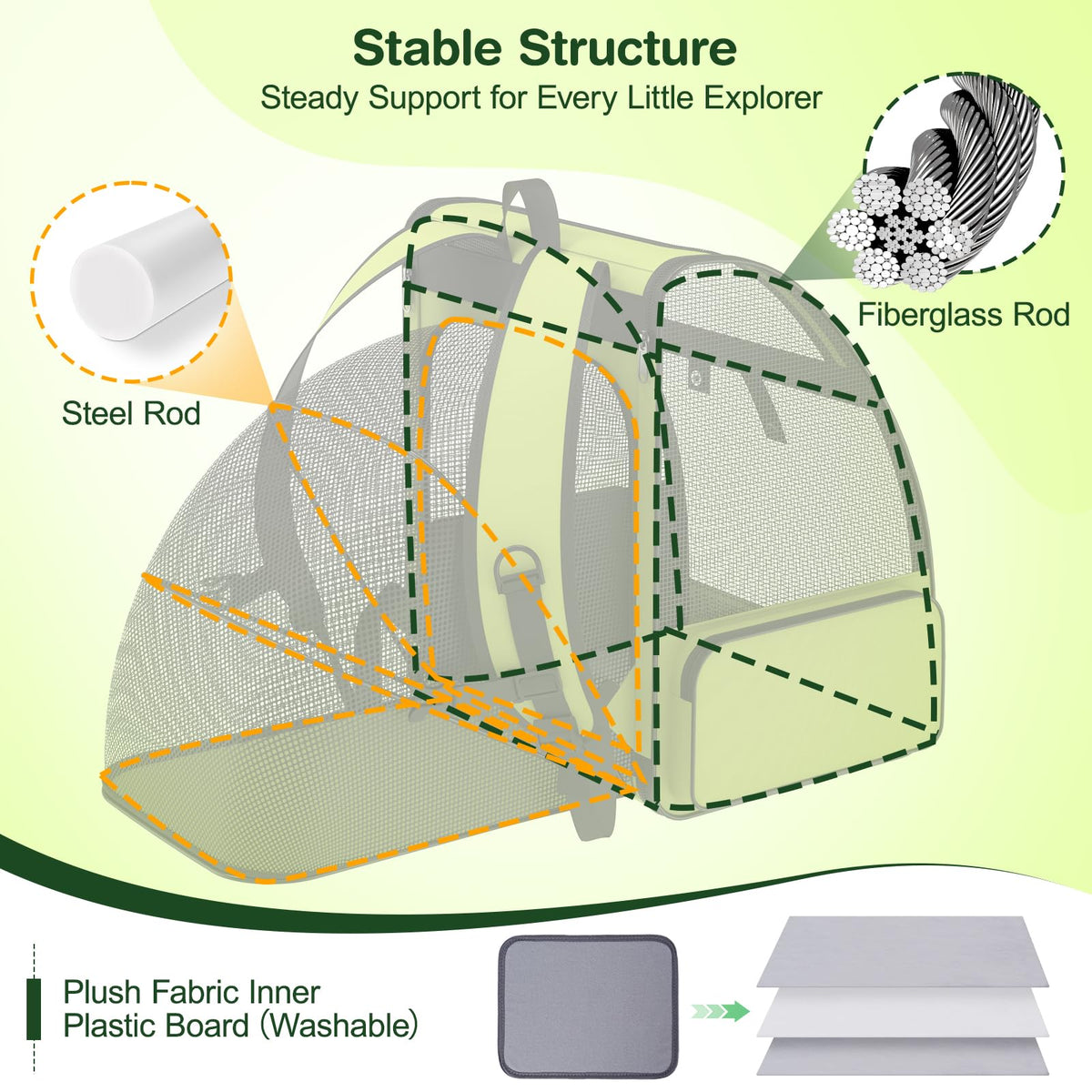 Green Expandable Breathable Mesh Cat Backpack Carrier Z691