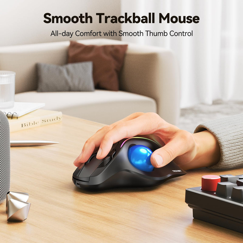 Wireless Bluetooth Ergonomic Trackball Mouse Q780