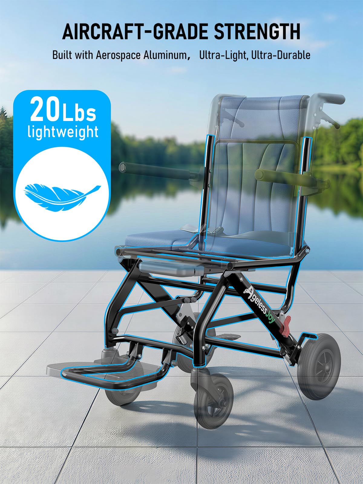 Blue Transport Wheelchair T371