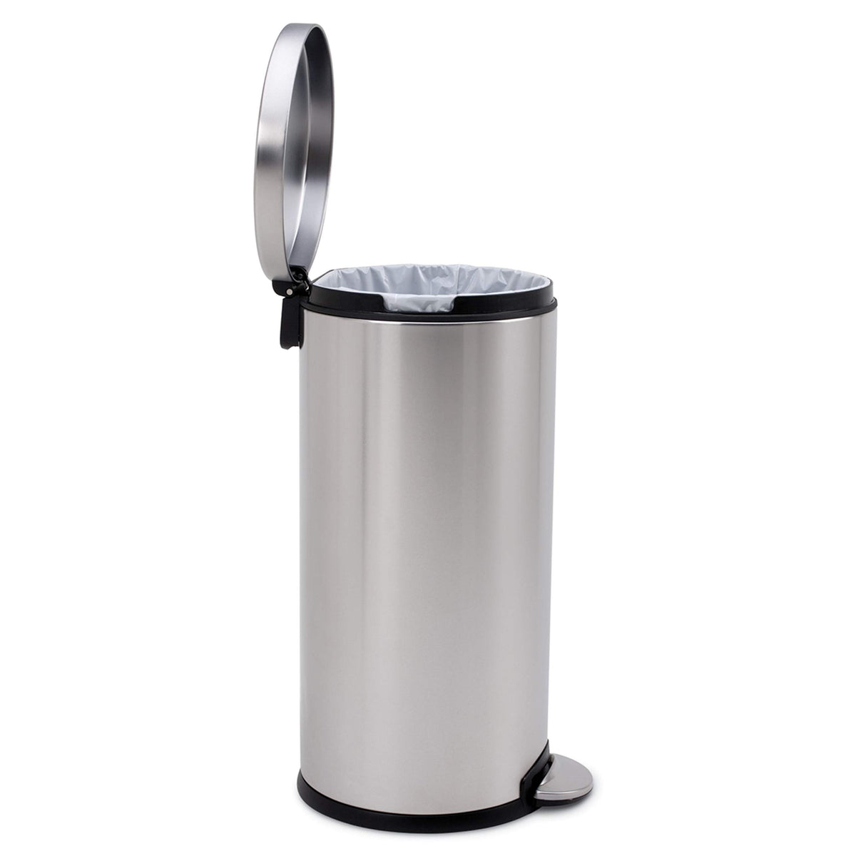 30L Brushed Stainless Steel Round Step Trash Can M36313