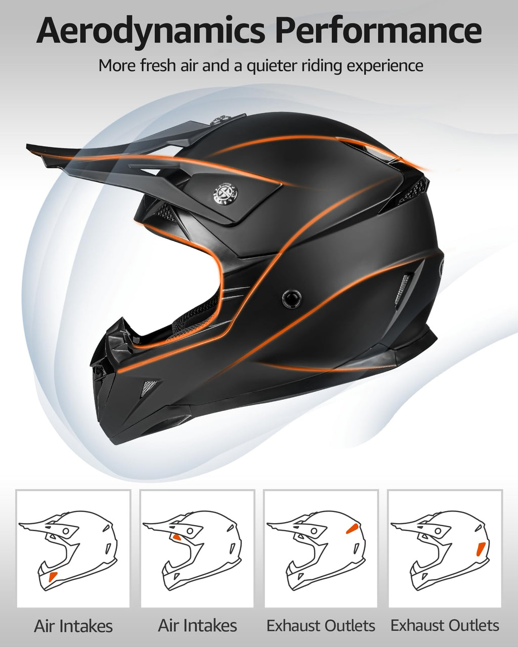 Black DOT Approved Ventilated Motocross Helmet E693341