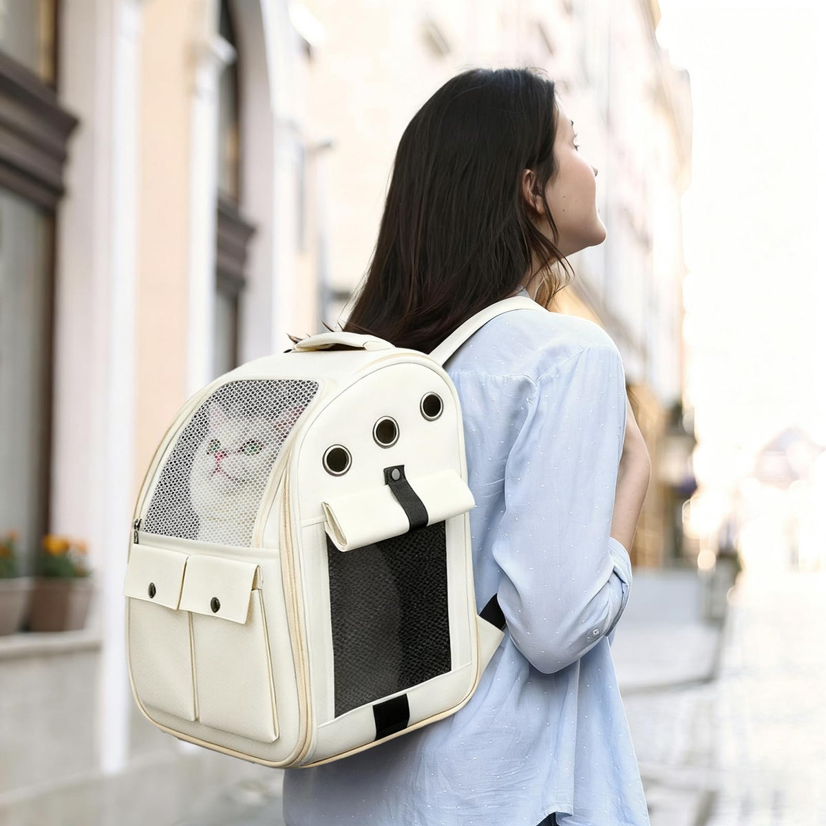 Ventilated Breathable Mesh Cat Carrier Backpack M75469