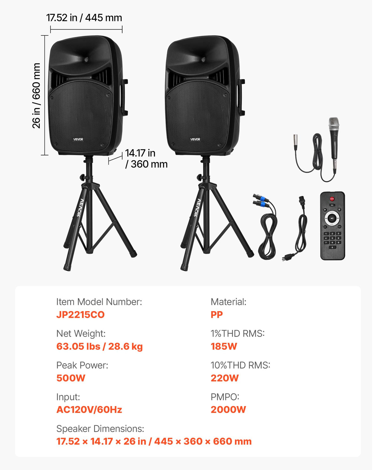Portable PA System with Dual Speakers and Microphone E84050