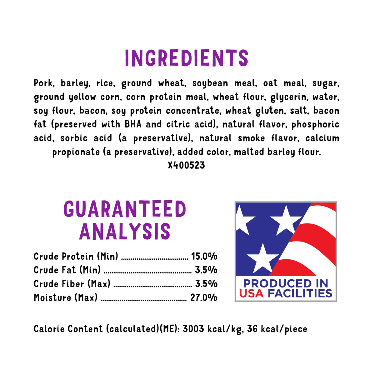 Dog Treats with Bacon 26 oz Pouches B801575