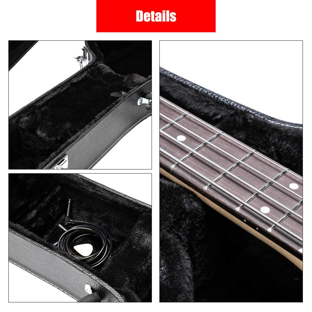 42-Inch Wooden Hard-Shell Electric Guitar Case with Lock Latch Padding M9224