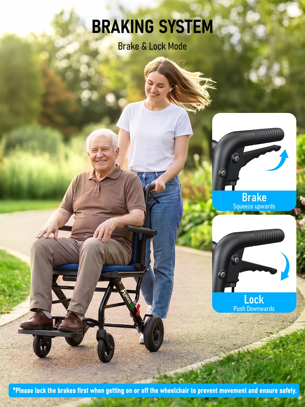 Blue Transport Wheelchair T371