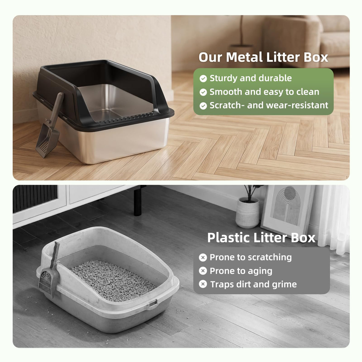 Stainless Steel High Sided Litter Box with Lid A644276