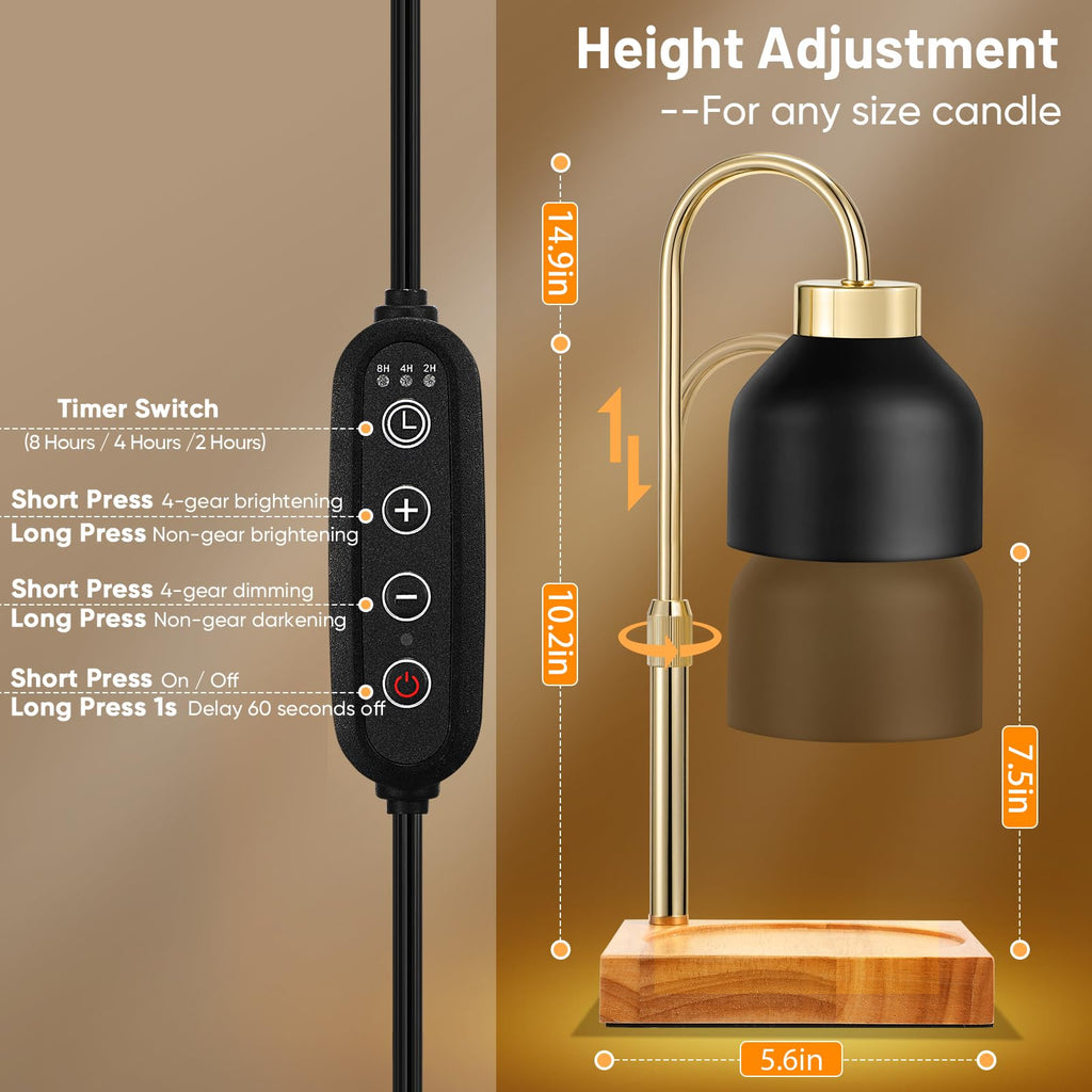 Adjustable Dimmable Electric Candle Warmer Lamp with Timer U727