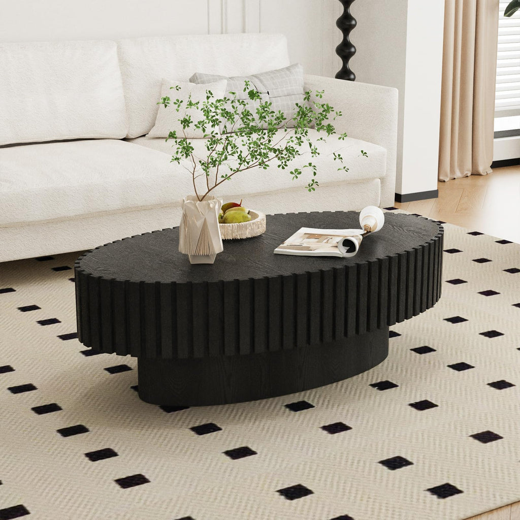 Black Modern Wood Oval Coffee Table G964
