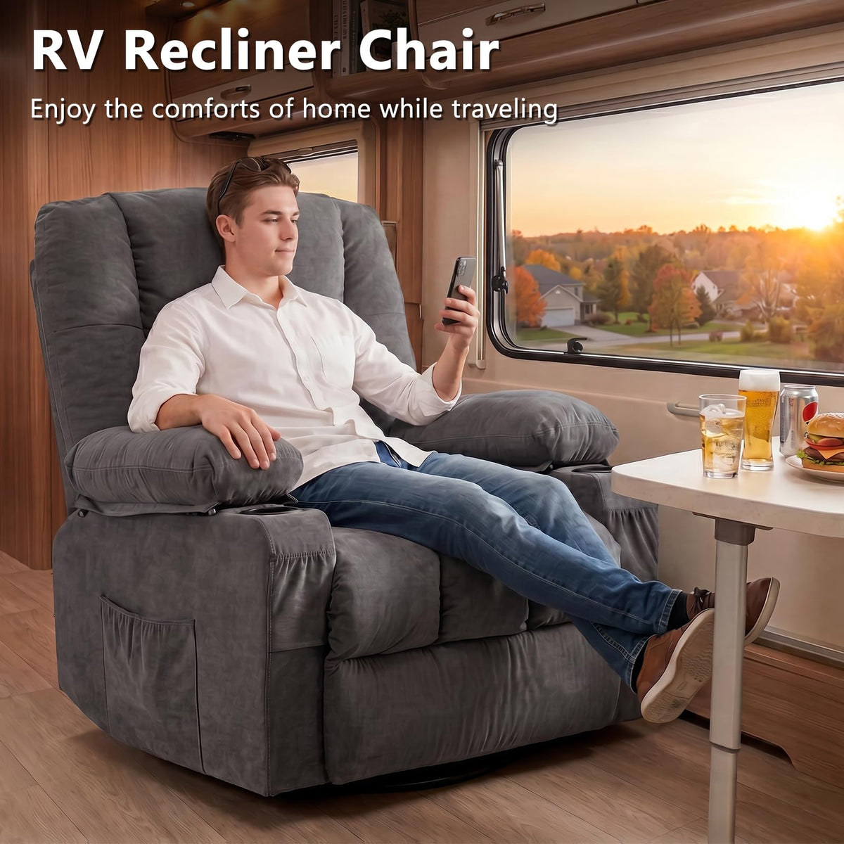 Swivel Rocker Recliner Chair with Massage and Heat M78247