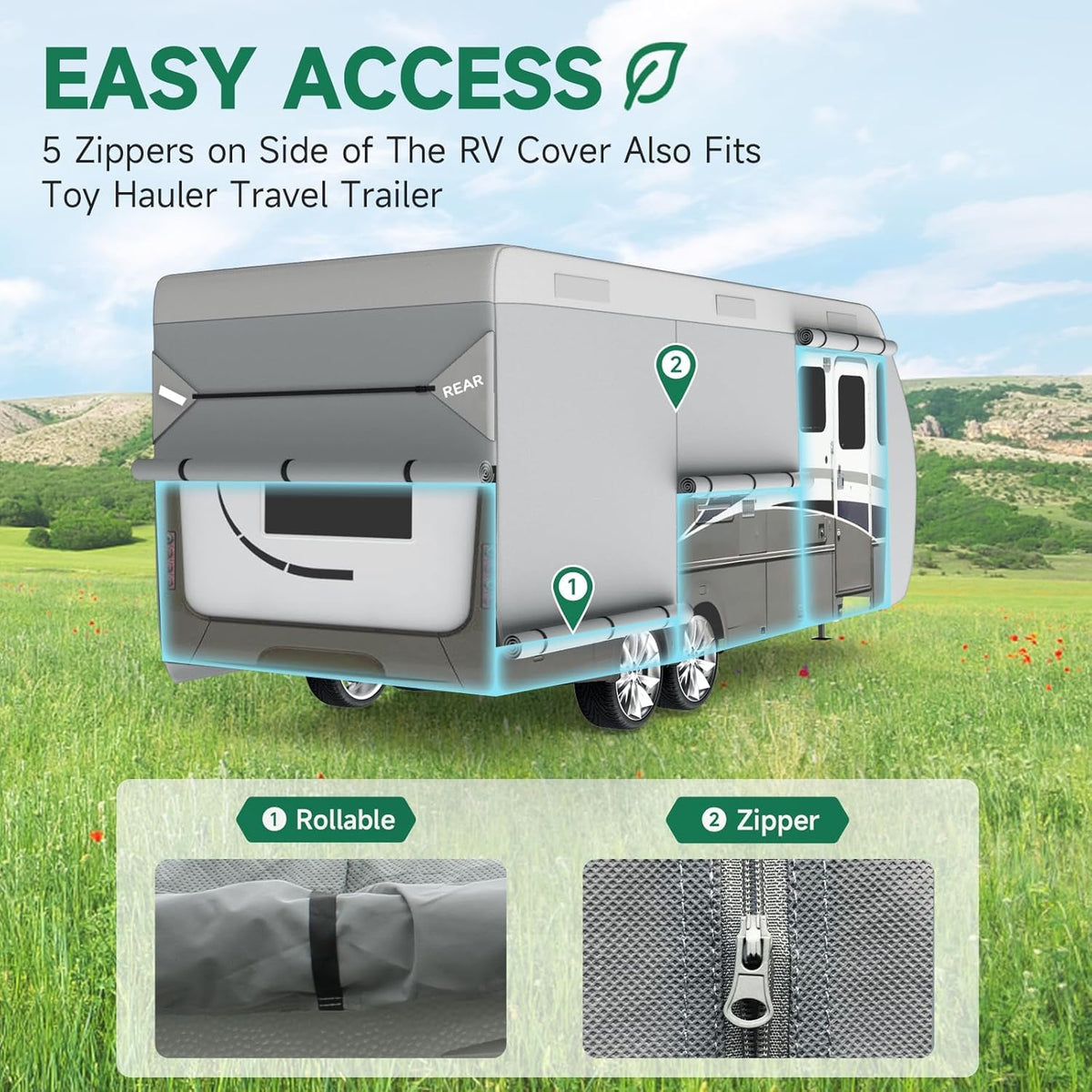 Lightweight Waterproof RV Cover Fits 24-27ft Travel Trailer R8873