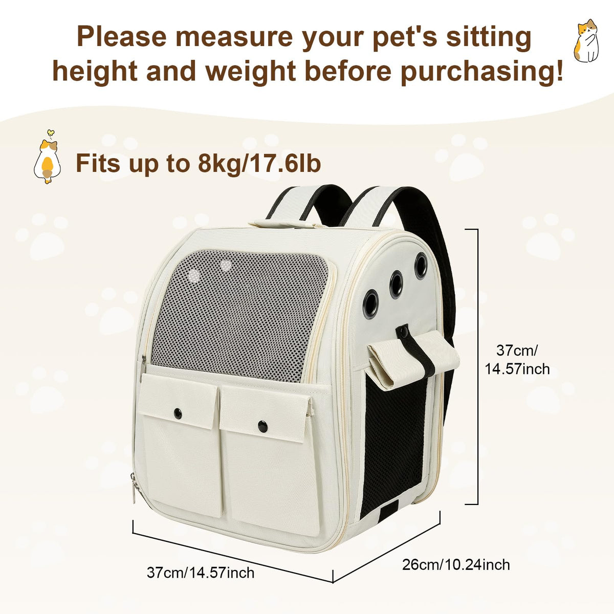 Ventilated Breathable Mesh Cat Carrier Backpack M75469