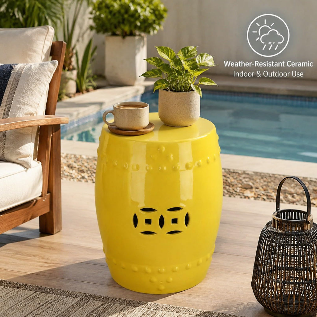 Hollow-Carved Ceramic Garden Stool Z821857
