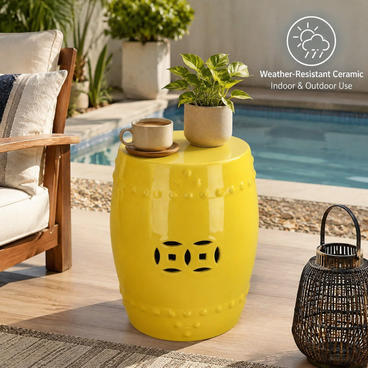 Hollow-Carved Ceramic Garden Stool Z821857