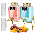 2 Pcs 2 Gallon Glass Drink Dispenser with Stand X43629