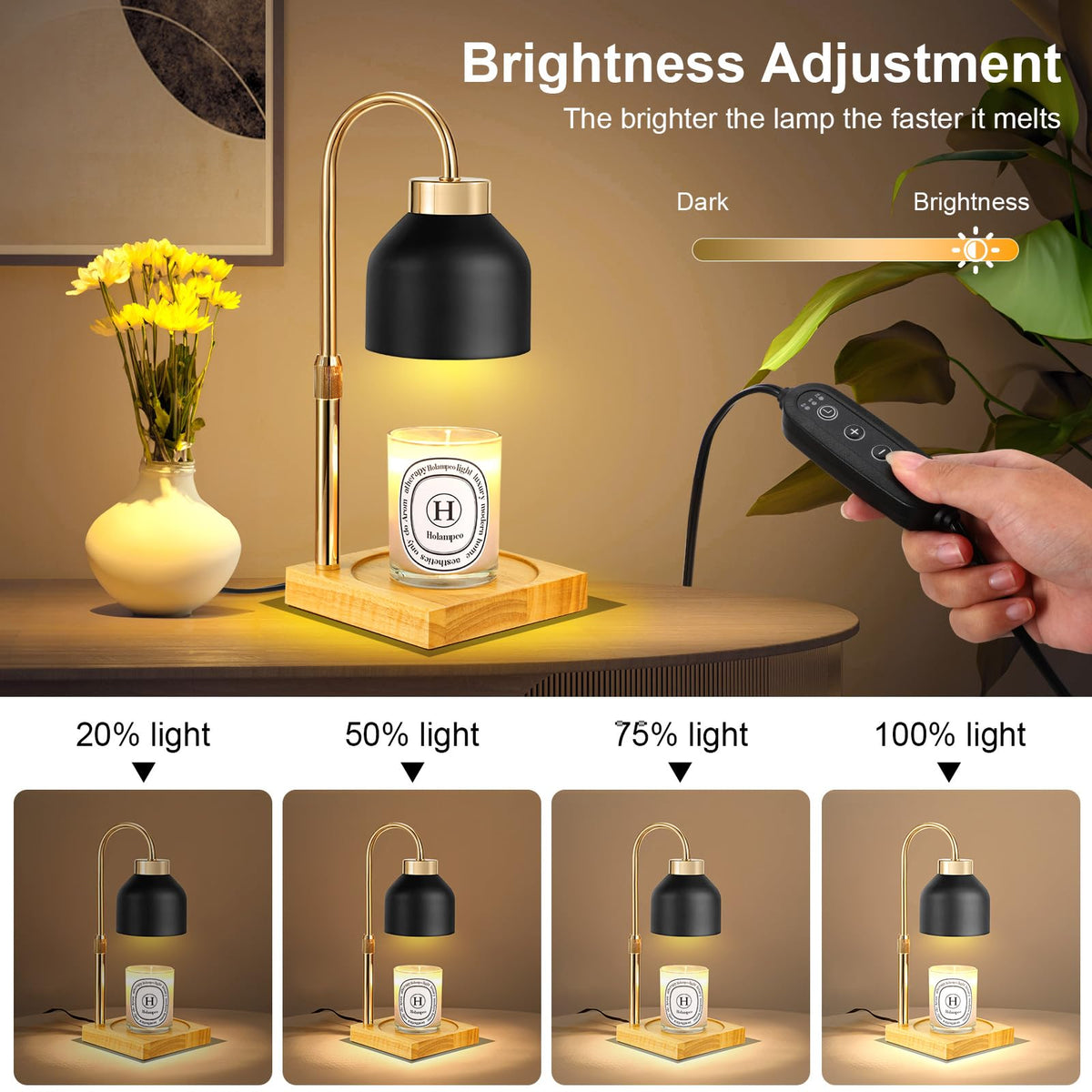 Adjustable Dimmable Electric Candle Warmer Lamp with Timer U727