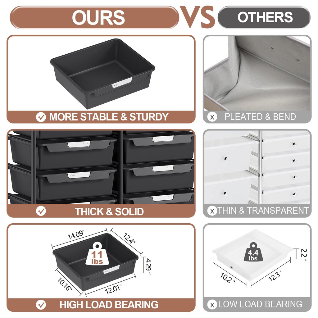 10 Drawer Rolling Storage Cart with Wooden Tabletop K55380
