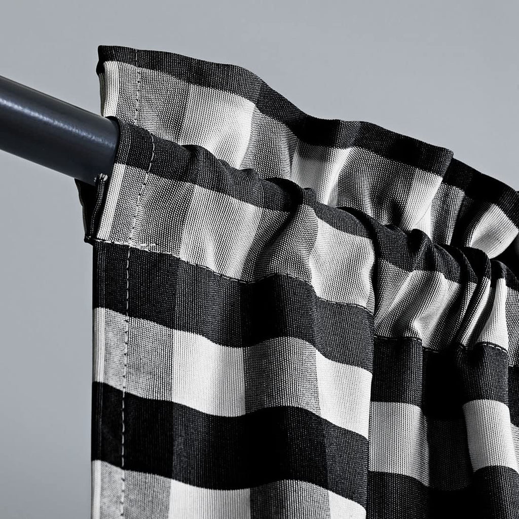 Black and White Buffalo Check Rod Pocket Curtain 25"x40" O7217