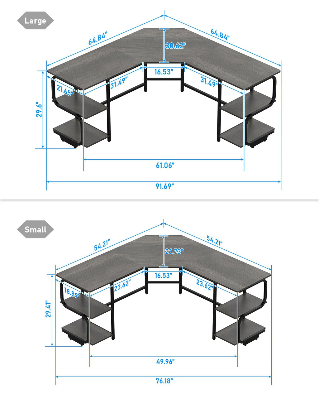 L Shaped Desk with Shelves B9690