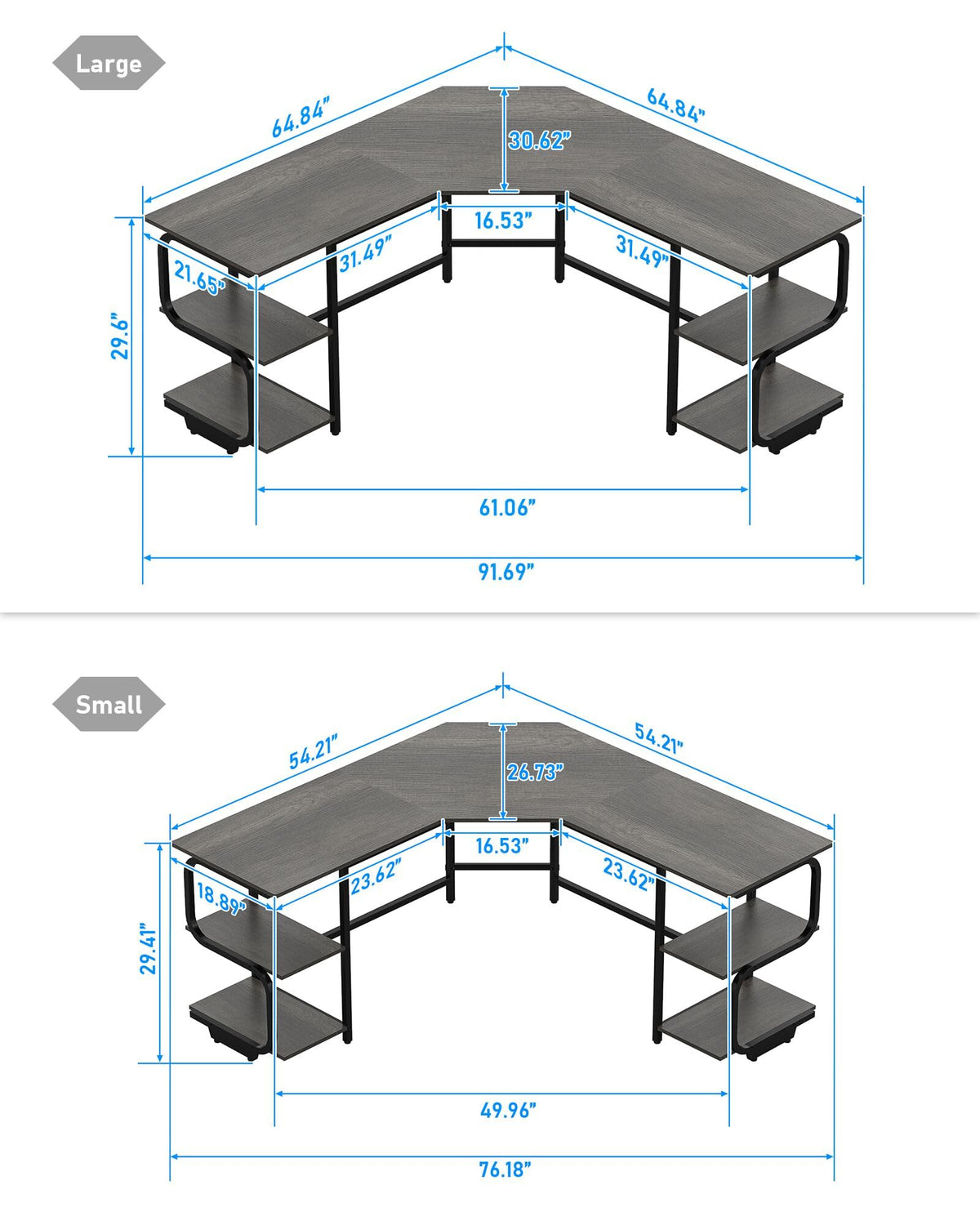 L Shaped Desk with Shelves B9690